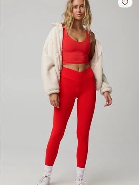 OFFLINE By Aerie Real Me High Waisted Crossover Red 7/8 Leggings, XL
